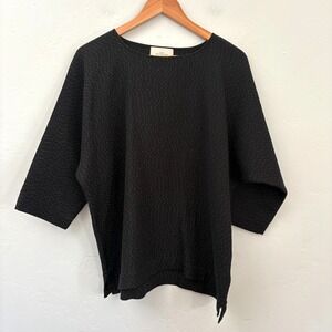 Studio Nicholson Top Women Size 2 (US 8) Black Dot Pattern Cotton Silk Lagenlook